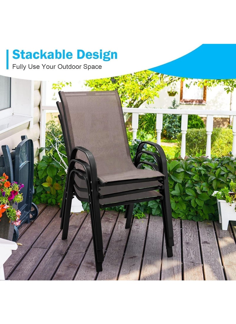 KUSTOMDECO Kustom Deco Outdoor Patio Chair, Brown Textilene Mesh, Lightweight Steel Frame  - Image 3