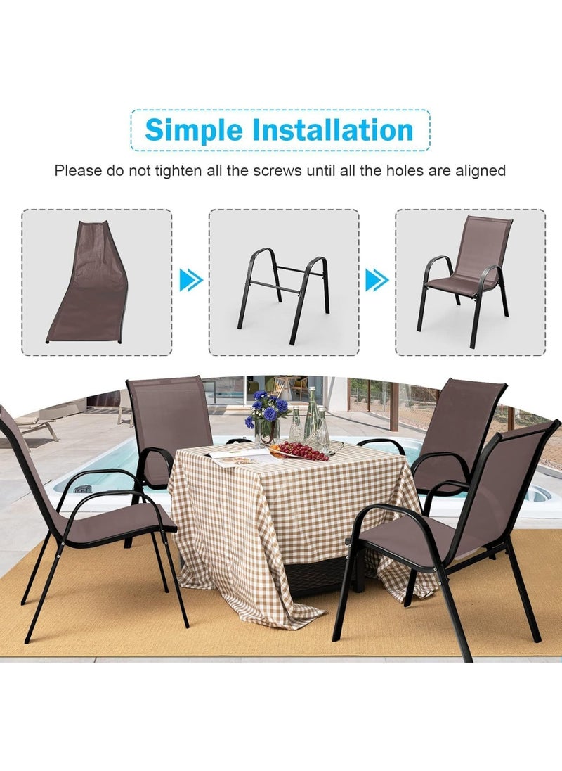 KUSTOMDECO Kustom Deco Outdoor Patio Chair, Brown Textilene Mesh, Lightweight Steel Frame  - Image 4