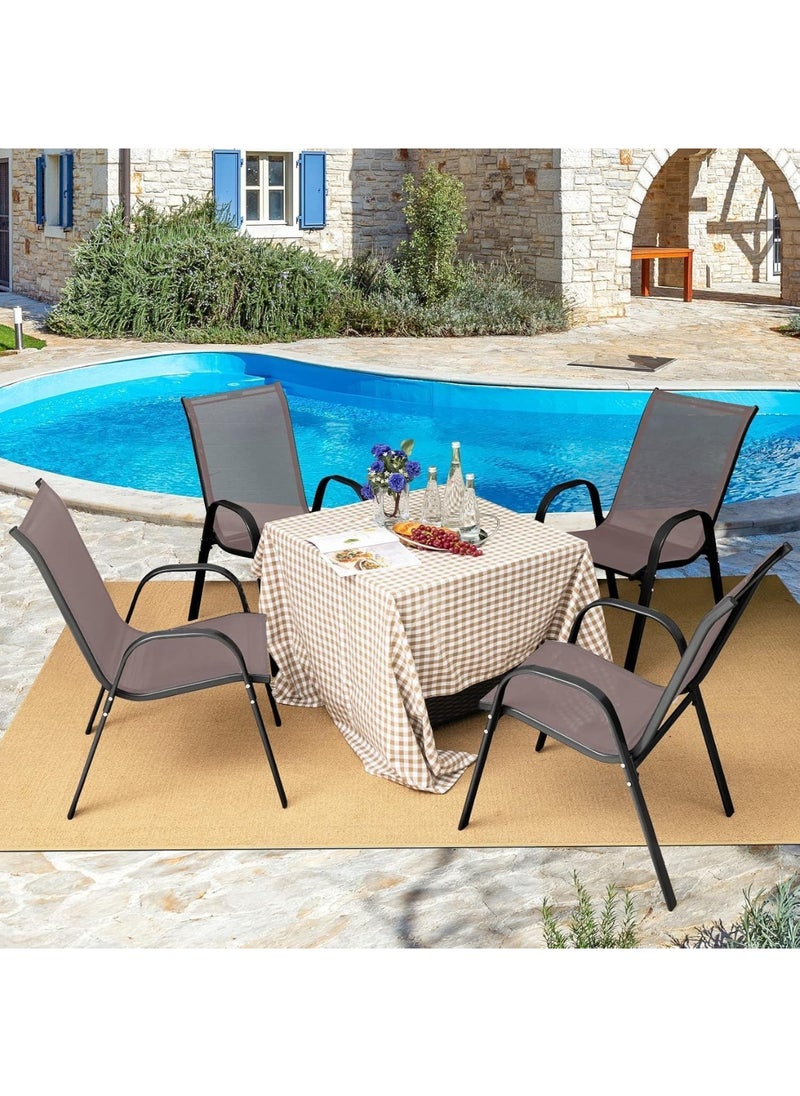 KUSTOMDECO Kustom Deco Outdoor Patio Chair, Brown Textilene Mesh, Lightweight Steel Frame  - Image 5