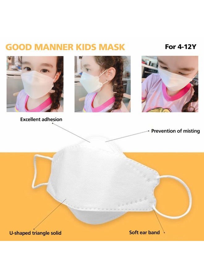 THEPURI KF94 Kids Disposable Face Mask, White 10 Pack, Breathable Mask with Soft Ear Band for 4Y-12Y Boys and Girls - Good Manner - Image 3