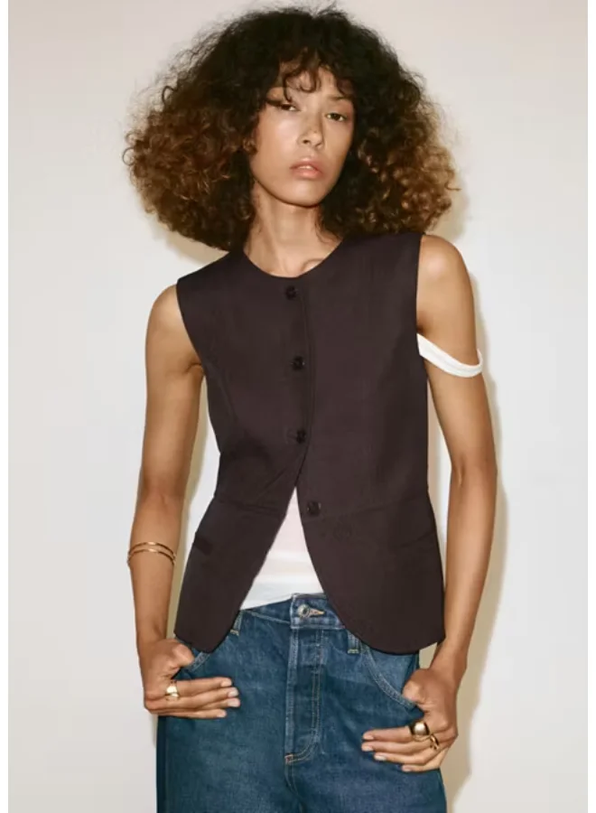 مانجو Lyocell Buttoned Gilet