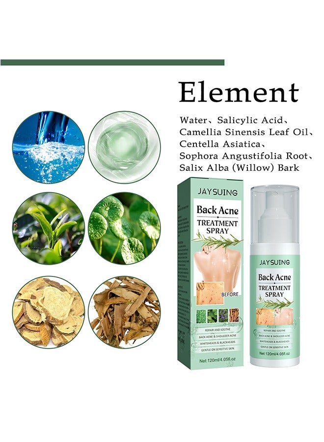 Jaysuing Back Acne Treatment Spray, 2% Salicylic Acid Spray, Body Acne Treatment with Herbal Formula, Body Acne Spray, Tea Tree Oil Spray, Acne Treatment For Teens, Back Acne 120ml - Image 4