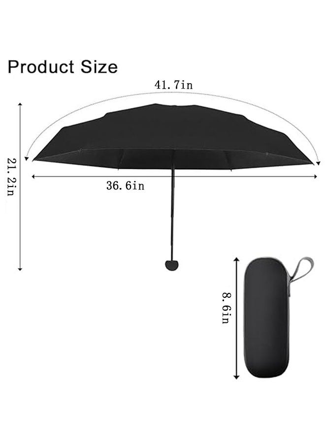 Mini Folding Compact Umbrella with Case, 8 Ribs Windproof Anti-UV Auto Open & Close Compact Umbrella, Travel Umbrella for Women and Girls, Black - Image 2