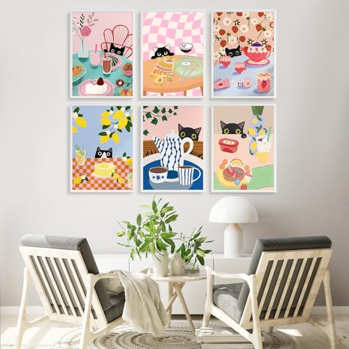 Fountor 6 Pack Paint by Numbers Kit for Adults Beginner Cat Adult Paint by Number Kits on Canvas Without Frame Funny DIY Acrylic Black Cat Oil Painting by Numbers for Home Decor Gift 10 W x 14L - Image 3