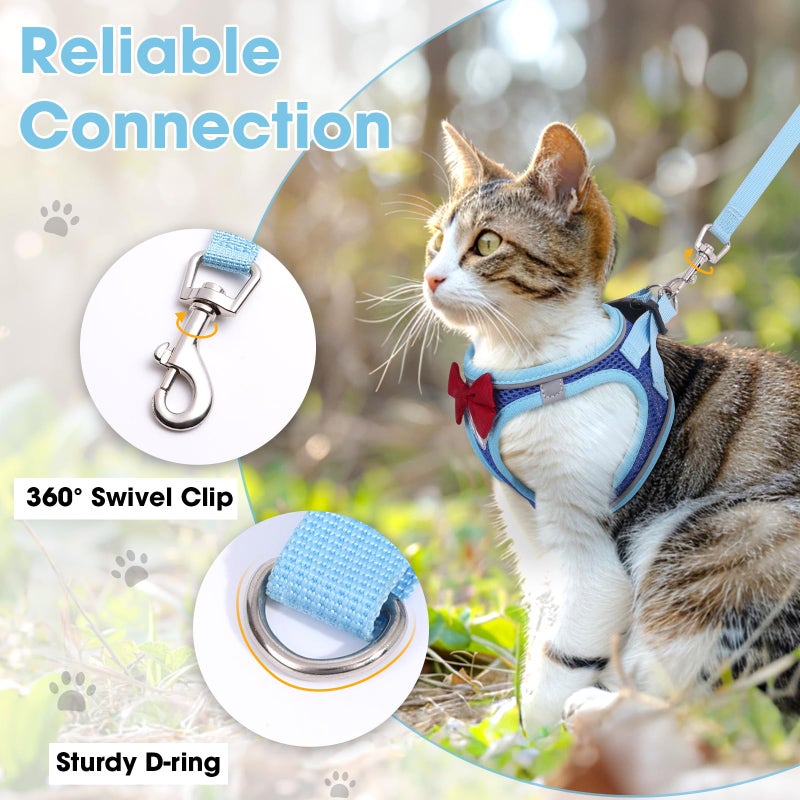 NCMAMA Cat Vest Harness and Leash Set for Walking Escape Proof, Adjustable Kitten Harness Breathable Mesh with Reflective Strips Harness for Kitty Puppy Bunny (Blue, XS) - Image 5