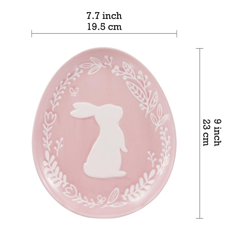 Bico Pastel Color Bunny Stoneware Salad Plates Set, Microwave & Dishwasher Safe, for Easter, Spring - Image 2