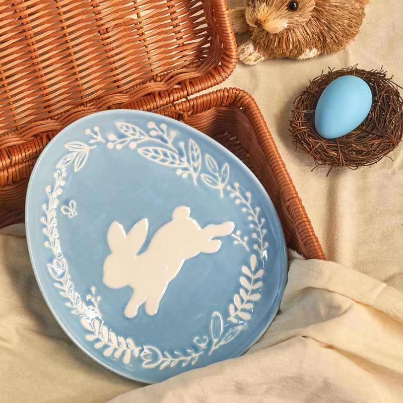 Bico Pastel Color Bunny Stoneware Salad Plates Set, Microwave & Dishwasher Safe, for Easter, Spring - Image 5