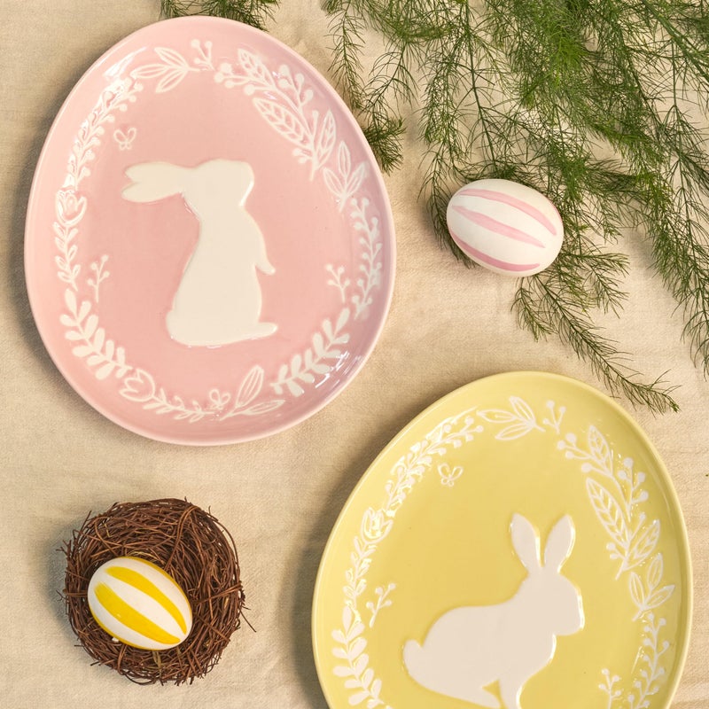 Bico Pastel Color Bunny Stoneware Salad Plates Set, Microwave & Dishwasher Safe, for Easter, Spring - Image 4