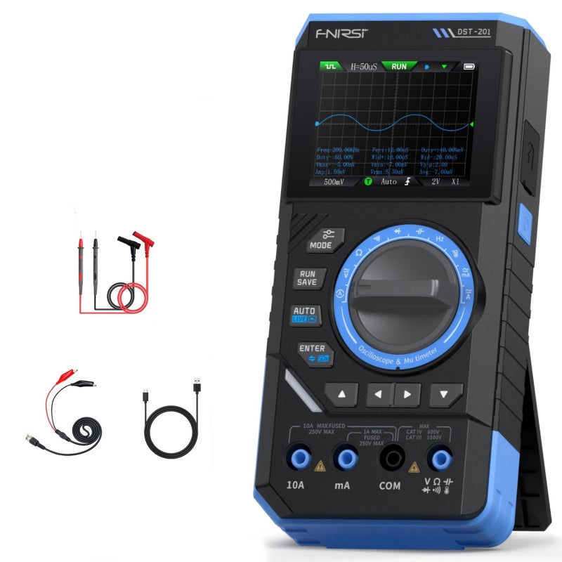 FNIRSI DST-201 جهاز متعدد الوظائف رقمي ثلاثي الوظائف ومقياس التذبذب ومصدر الإشارة 19999 عدادة عرض 1 ميجاهرتز معدل أخذ عينات 5 ميجا عينة في الثانية أداة كهربائية محمولة - Image 1