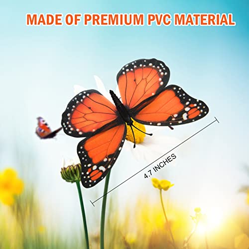 AQUEENLY 24 Pcs Monarch Butterfly Decorations Orange Butterflies for Crafts Premium Fake Butterflies Wall Decor for Room, Home, Wedding, Party (4.72'') - Image 5
