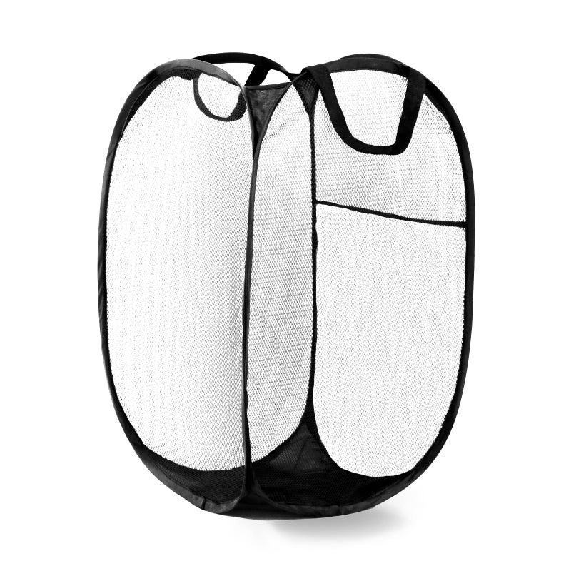 LXLOVESM Pop Up Laundry Hamper Mesh Laundry Basket Collapsible Foldable Hamper for Travel and Storage Black - Image 2