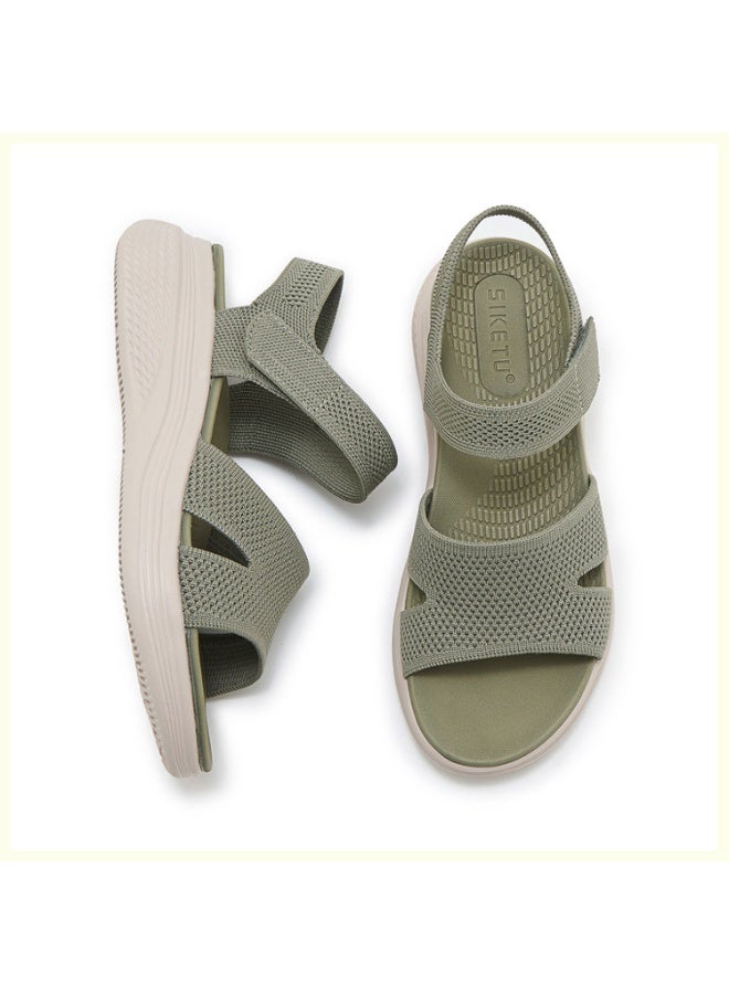 NIBEMINENT Casual Thick Bottom Adhesive Sandals Women's Summer  Style Lightweight Beach Shoes Sporty Look Slip-On Flats - Image 2