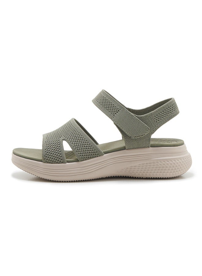 NIBEMINENT Casual Thick Bottom Adhesive Sandals Women's Summer  Style Lightweight Beach Shoes Sporty Look Slip-On Flats - Image 1