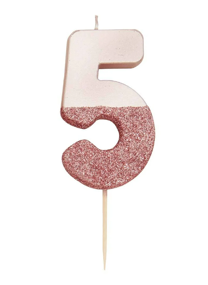 توكينج تيبلز Rose Gold Glitter Number Candle - 5