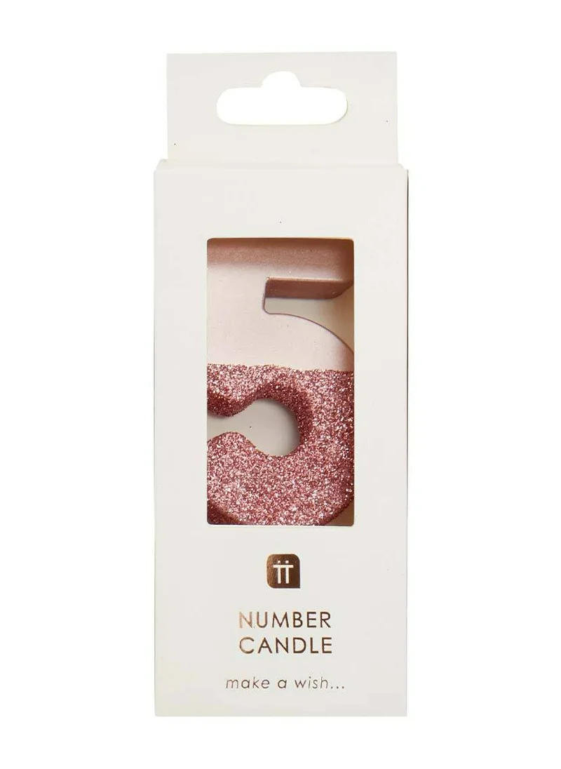توكينج تيبلز Rose Gold Glitter Number Candle - 5