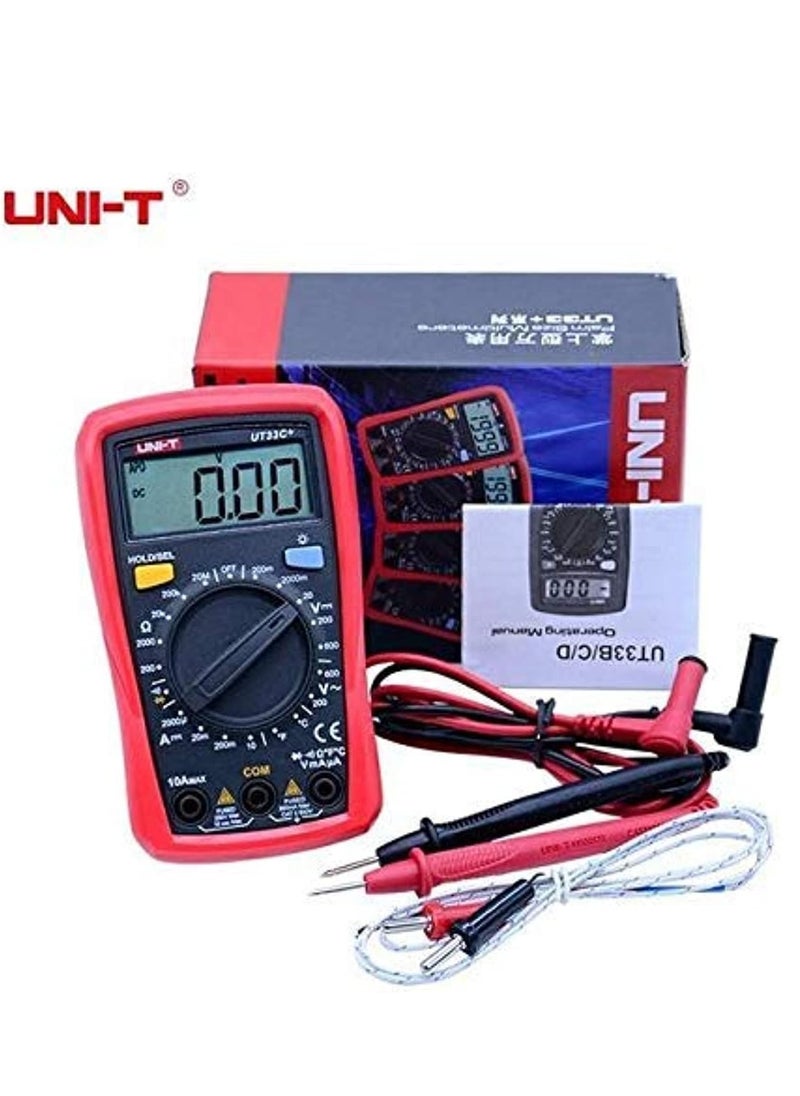 UNI-T Ut33C Plus Digital Palm Size Multi Meter Voltmeter Ammeter Resistance Lcr And Temperature With Backlight