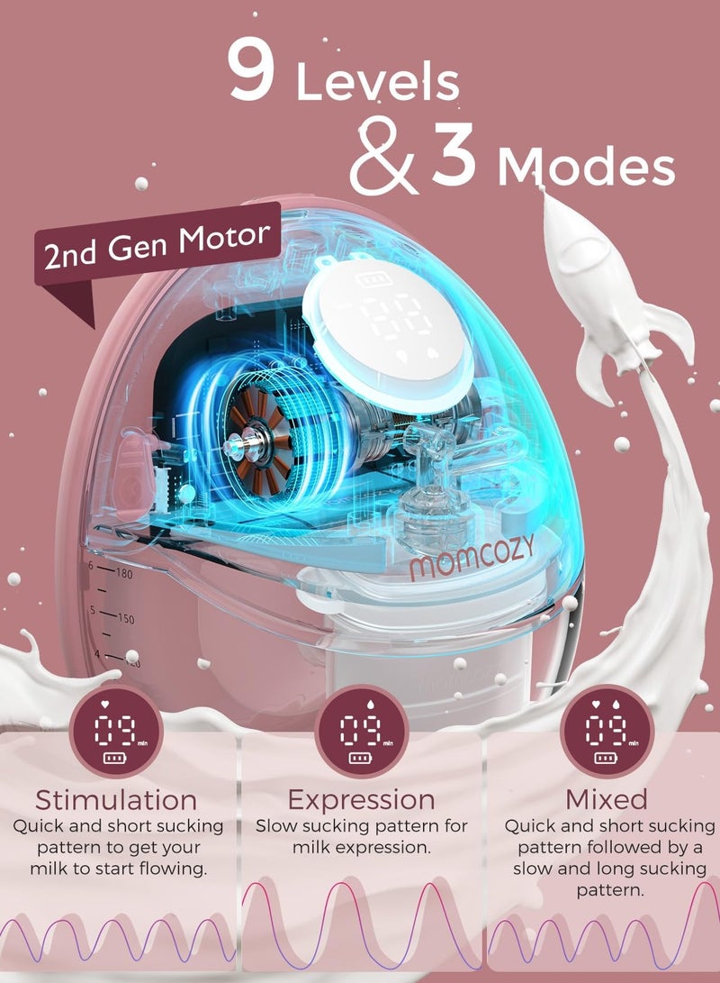 Momcozy Breast Pump Hands-Free Mobile Style M6, DoubleFit Flange More Fit & Discreet with 3 Modes & 9 Levels, 24mm - Image 3