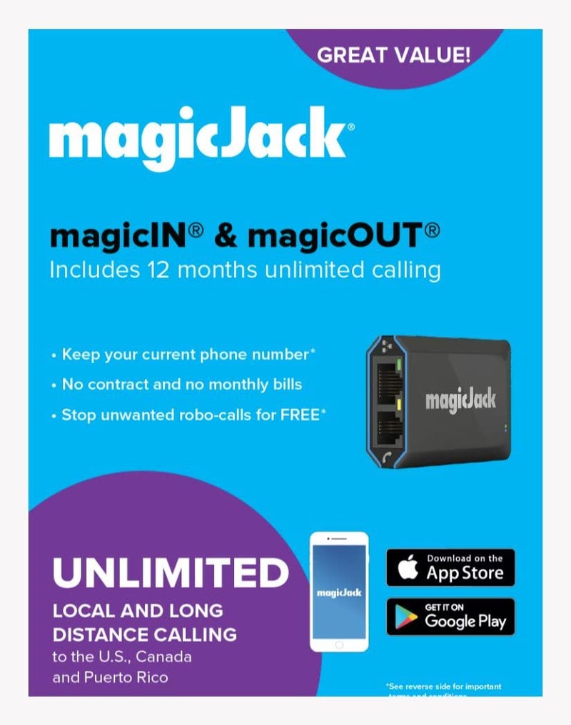 magicJack  New 2023 VOIP Phone Adapter  Portable Home and On-The-Go Digital Service. Unlimited Calls to US and Canada. NO Monthly Bill | Featuring magicIN & magicOUT Service - Image 1