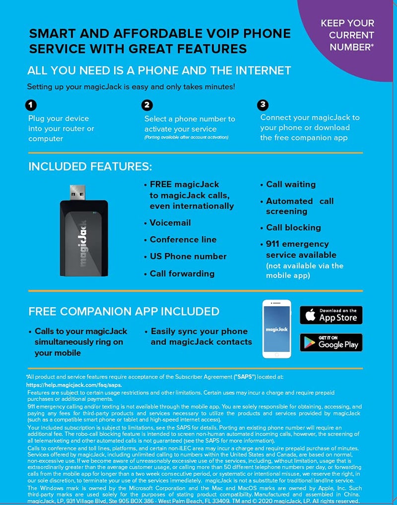 magicJack  New 2023 VOIP Phone Adapter  Portable Home and On-The-Go Digital Service. Unlimited Calls to US and Canada. NO Monthly Bill | Featuring magicIN & magicOUT Service - Image 2