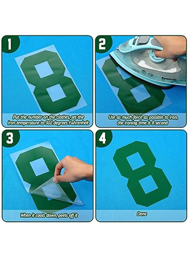 Arabest 22 Pieces Iron on Numbers T Shirt Heat Transfer Numbers 0 to 9 Jersey Numbers Soft Iron on Numbers for Team Uniform Sports T Shirt Football Basketball Baseball (Green,8 Inch)  - Image 4