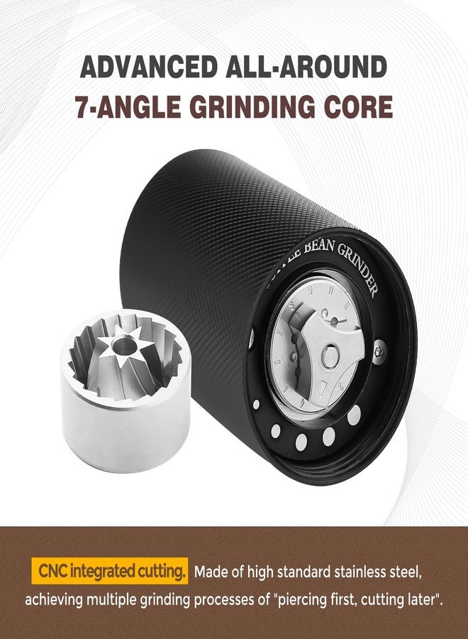 Warmthmaster Manual Coffee Grinder CNC Stainless Steel 7 Star Conical Burr Coffee Grinder Hand with12 gears Adjustable Coarseness For Espresso, Drip Coffee, French Press Capacity 25g Portable Coffee Bean Grinder - Image 2