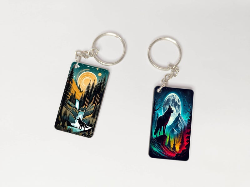 OUTFITQUE OUTFITQUE Premium (Pack of 2) Anime-111 Printed Long Keychain For Bike, Scooty, Car, MDF Keyholder