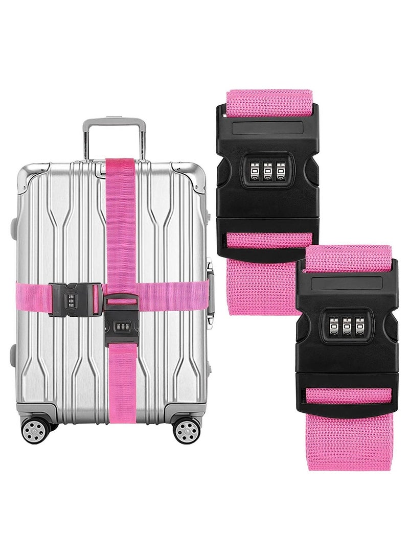 Generic 2 Pack Luggage Straps, Locking Buckle Strap Adjustable Waist Belt For Suitcase With Travel Belt Accessory (Pink)  - Image 1