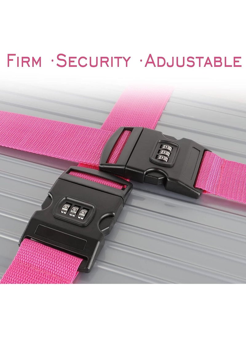 Generic 2 Pack Luggage Straps, Locking Buckle Strap Adjustable Waist Belt For Suitcase With Travel Belt Accessory (Pink)  - Image 2