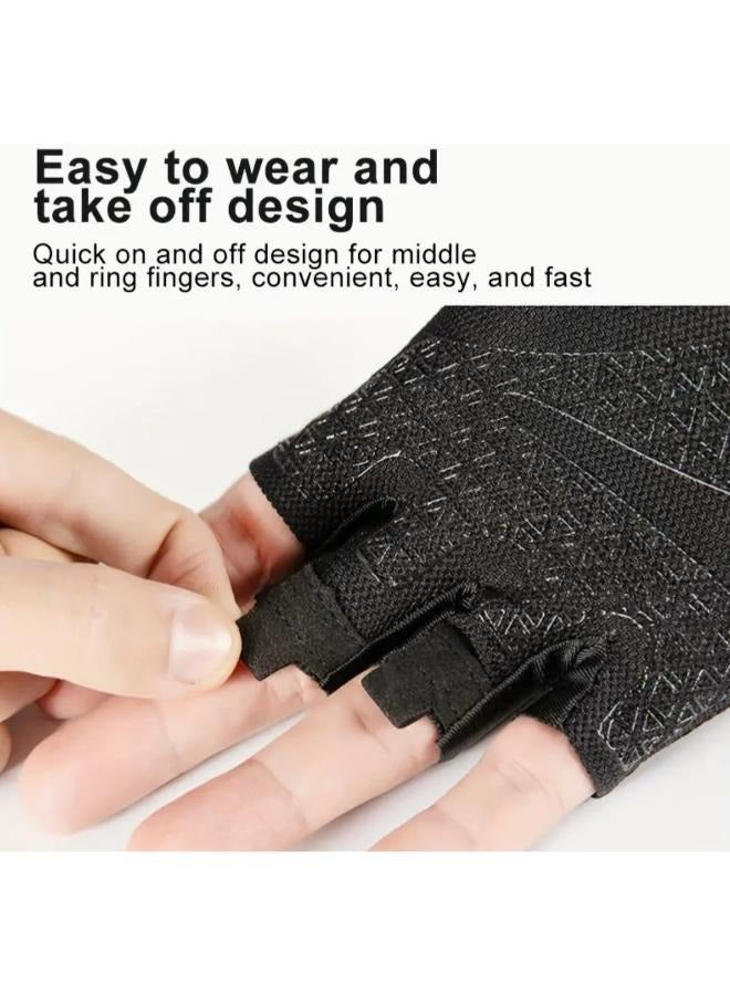 Generic 1Pair Cycling Gloves Road Bike Light Weight Padded Half Finger Gloves Breathable Anti-Slip Shock-Absorbing Sports Fitness Gloves  - Image 3
