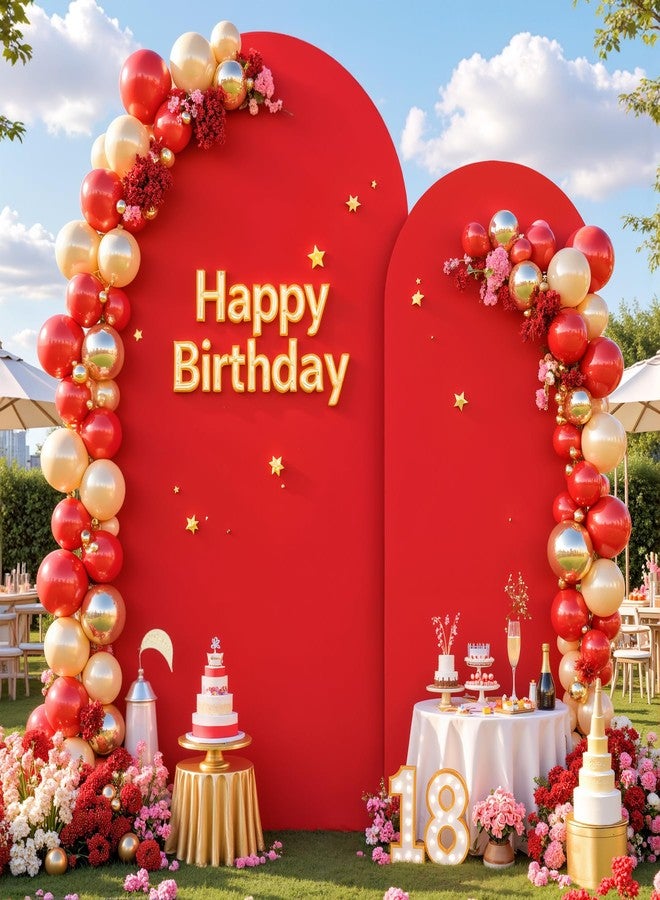 Suppromo Red Arch Cover 2 Set-7.2 and 6ft Red Arch Backdrop Cover Spandex Fitted Christmas Arch Stand Covers Stretchy Backdrop for Birthday Party Baby Shower Bridal Shower Wedding Banquet Photo Background - Image 1