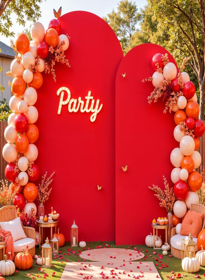 Suppromo Red Arch Cover 2 Set-7.2 and 6ft Red Arch Backdrop Cover Spandex Fitted Christmas Arch Stand Covers Stretchy Backdrop for Birthday Party Baby Shower Bridal Shower Wedding Banquet Photo Background - Image 4