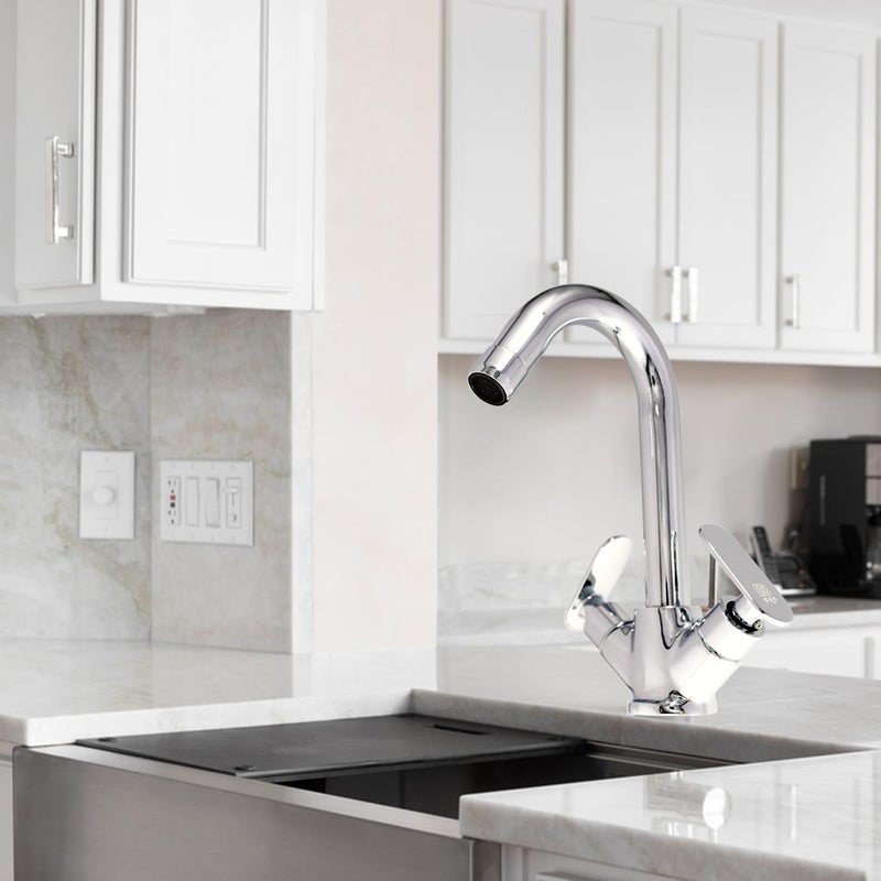PLATINEX DB BATHWARE INDIA PRIVATE LIMITED DB Bathware Olivia Center Hole Basin Mixer Ideal Tap for Kitchen Bathroom with Brass Legs Connector Faucet Set Brass Handle Manufactured Warranty Perfect for Hot Cold Water - Image 1