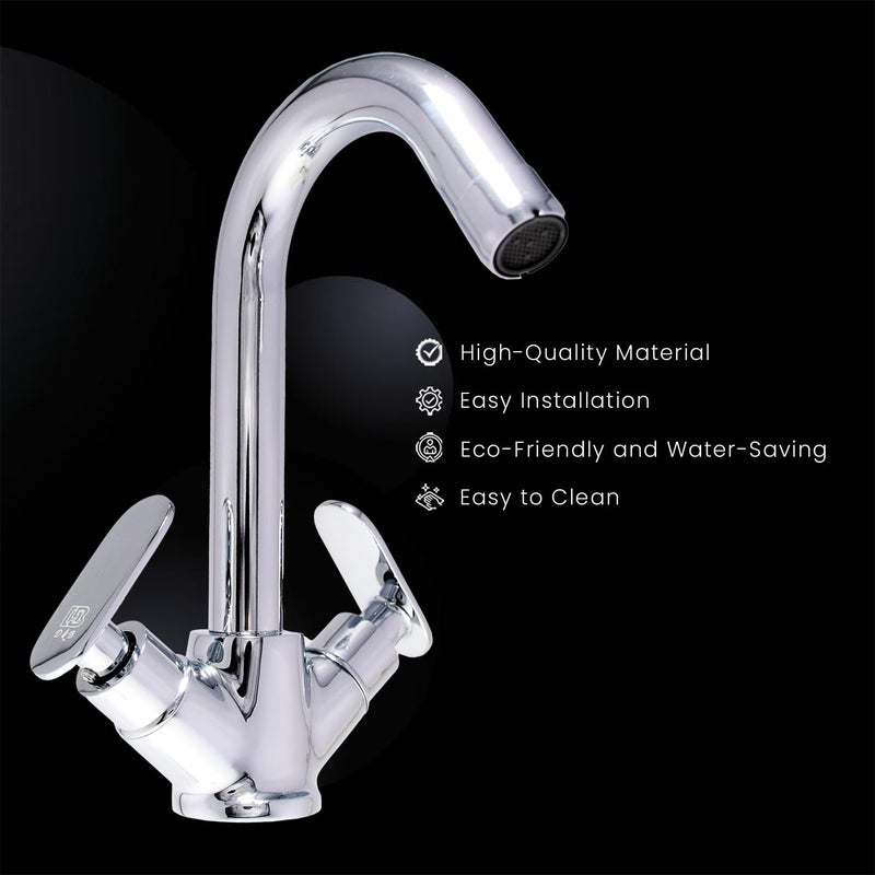 PLATINEX DB BATHWARE INDIA PRIVATE LIMITED DB Bathware Olivia Center Hole Basin Mixer Ideal Tap for Kitchen Bathroom with Brass Legs Connector Faucet Set Brass Handle Manufactured Warranty Perfect for Hot Cold Water - Image 4