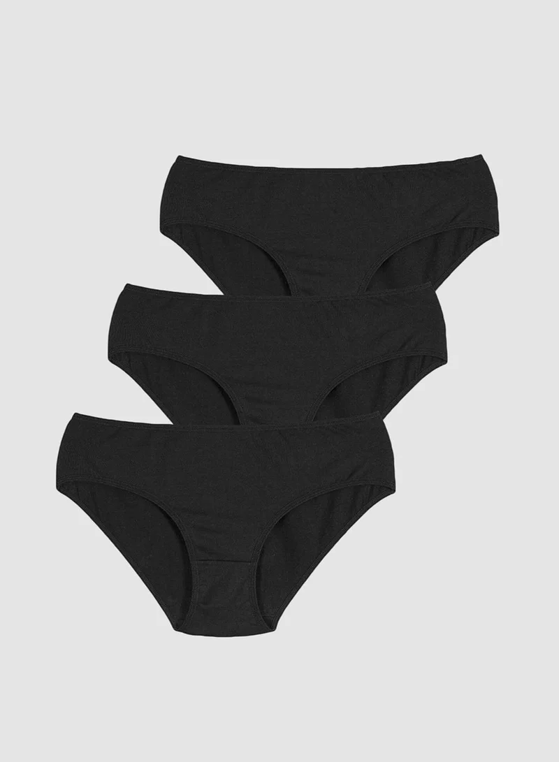 Cotton Black Slip Panties - Pack Of 3