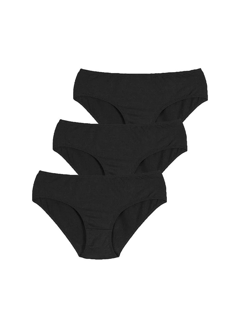 Penti Cotton Black Slip Panties - Pack Of 3