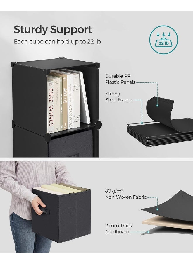 سونمجز منظم تخزين مكعبات سونغ ميكس مع صناديق تخزين، مجموعة من 6 منظم مكعبات، 6 صناديق قماش غير منسوجة قابلة للطي، قابلة للتخصيص، موفرة للمساحة، غرفة نوم، أسود حبري ورمادي فاتح 30x30x30 سم - Image 4