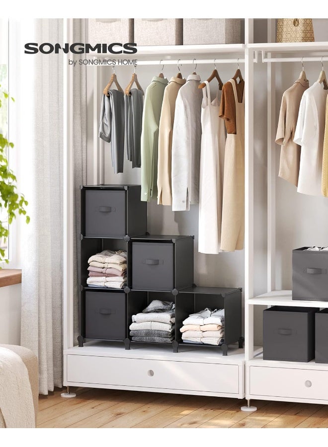 سونمجز منظم تخزين مكعبات سونغ ميكس مع صناديق تخزين، مجموعة من 6 منظم مكعبات، 6 صناديق قماش غير منسوجة قابلة للطي، قابلة للتخصيص، موفرة للمساحة، غرفة نوم، أسود حبري ورمادي فاتح 30x30x30 سم - Image 2