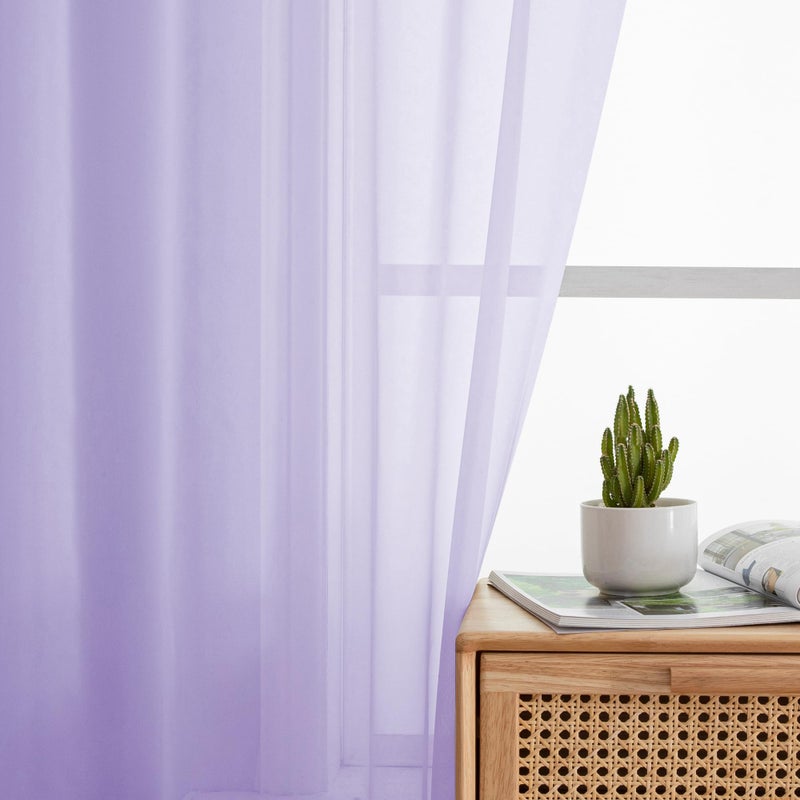 Simplebrand Lavender Sheer Curtains 63 Inch Length 2 Panels, Rod Pocket Solid Color Window Sheer Curtain Panels, Elegant Curtains & Drapes for Living Room, Bedroom 2 Panels (42" W x 63" L) - Image 3