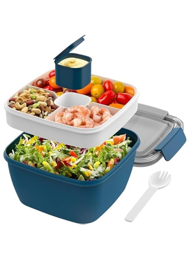 TRASSLE Salad Lunch Container To Go, 52-oz Salad Bowls with 3 Compartments, Salad Dressings Container for Salad Toppings, Snacks, Men, Women  - Image 1