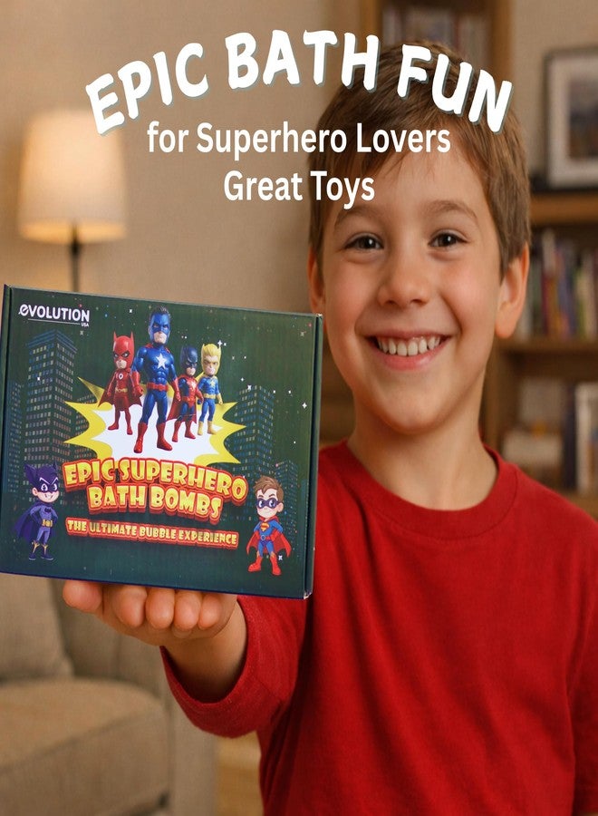EvolutionUSA 6pc Epic Superhero Bath Bombs for Kids – Childrens Super Hero Bath Bombs Toy Inside, Organic Bathbomb with Surprise, Superhero Bath Fizzers, Lush Bathbombs Easter, Christmas, Birthday - Image 2