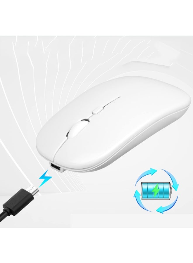 Bluetooth Dual-Mode Mouse, Office Rechargeable, Silent Wireless Mouse, White  - Image 2
