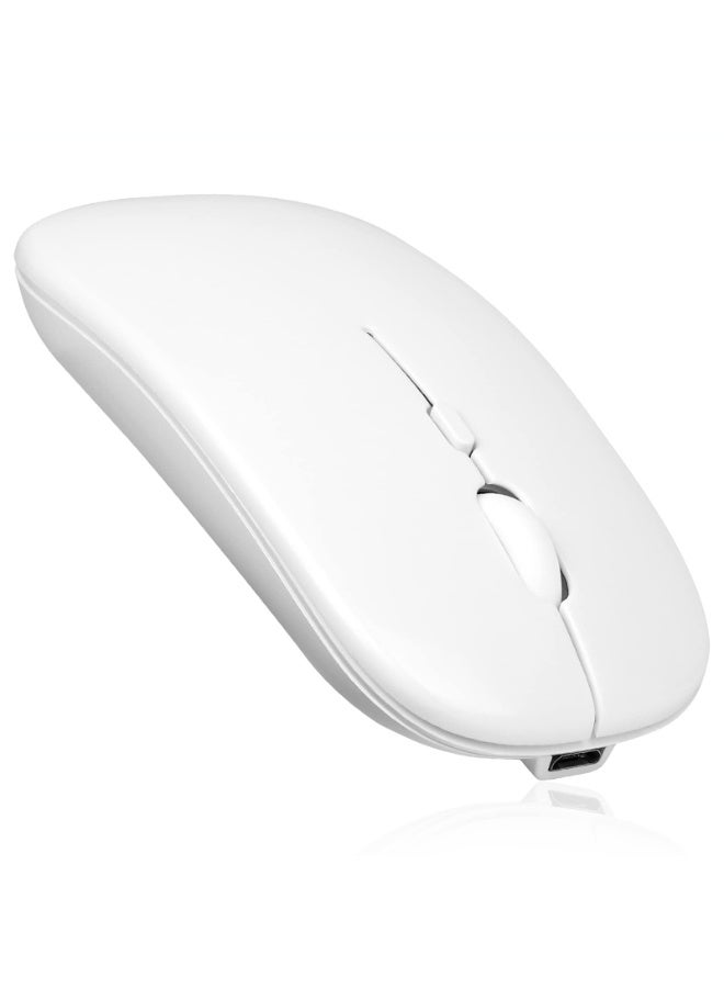 Bluetooth Dual-Mode Mouse, Office Rechargeable, Silent Wireless Mouse, White  - Image 3