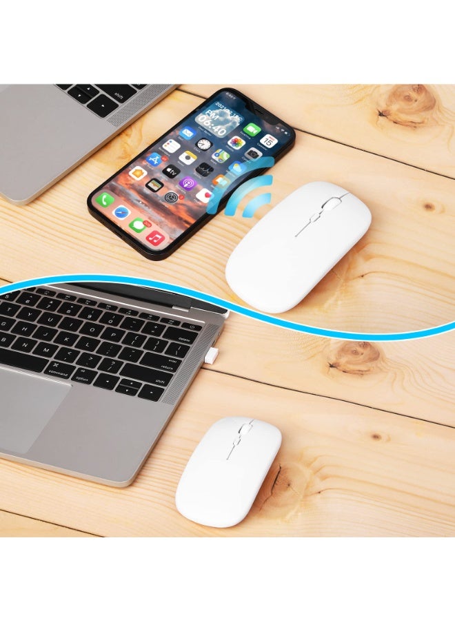 Bluetooth Dual-Mode Mouse, Office Rechargeable, Silent Wireless Mouse, White  - Image 5