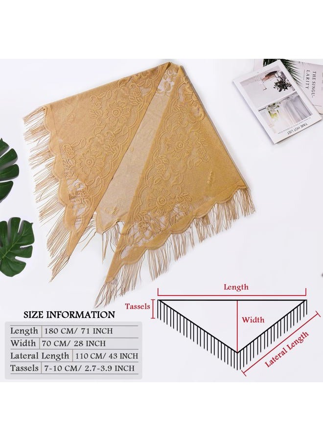 Ladiery Triangle Lace Shawls and Wraps for Evening Dresses with Tassels for Evening Party Mesh Wedding Shawls - Image 5