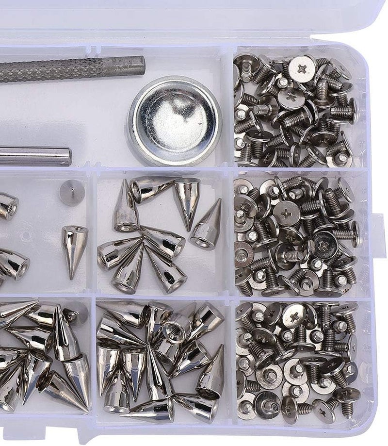 Punk Spikes DIY Kit, Zinc Alloy Cone Rivets for Clothing and Leather Craft, Punk Craft Spikes with 3 Tools and 200 Pieces, 7 x 14MM Rivets for Bracelets, Dog Collars, Bags, - Image 3