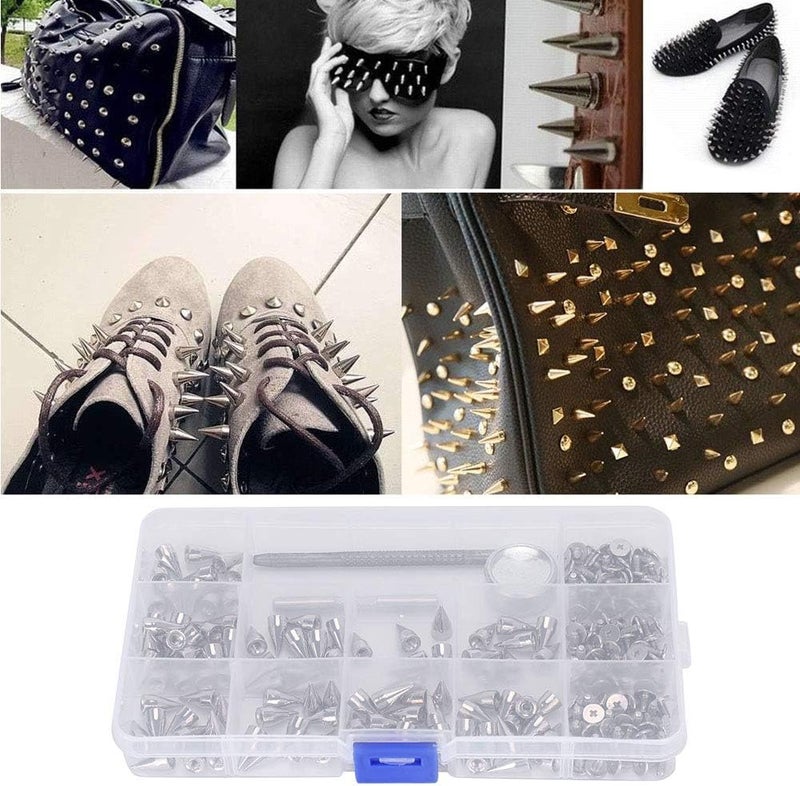 Punk Spikes DIY Kit, Zinc Alloy Cone Rivets for Clothing and Leather Craft, Punk Craft Spikes with 3 Tools and 200 Pieces, 7 x 14MM Rivets for Bracelets, Dog Collars, Bags, - Image 4