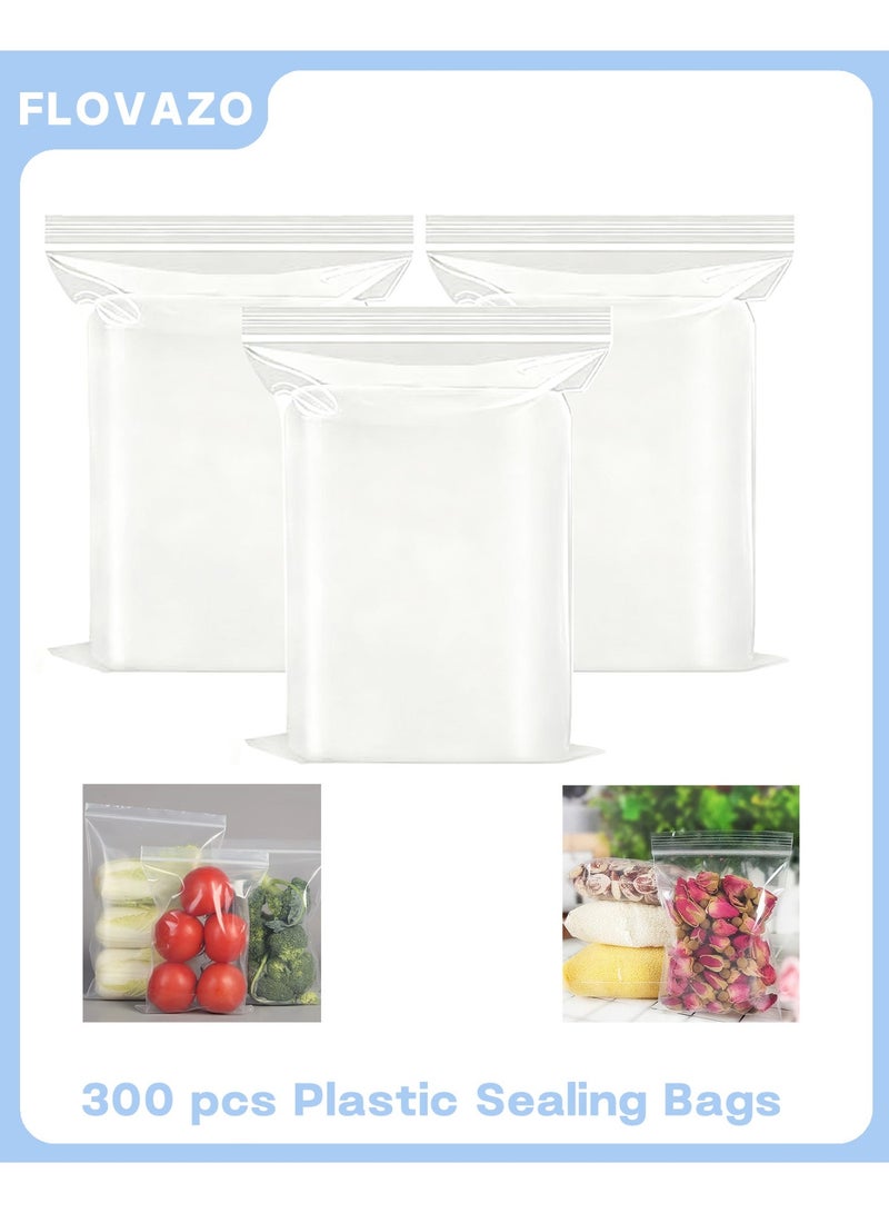 FLOVAZO Premium Reusable Plastic Sealing Bags - 300 Transparent Pieces, Resealable storage bags 10x15cm Kitchen & Home Organization – Reusable Storage Bags for Jewelry, Tools, Stationery, and More (Multipurpose, Transparent) - Image 1