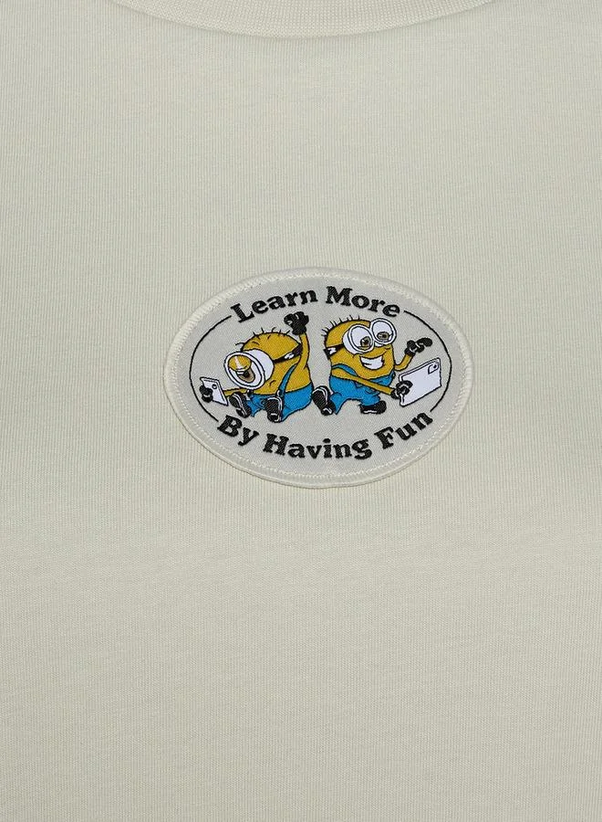 SP Characters Cotton T shirt with Minions Applique Detail