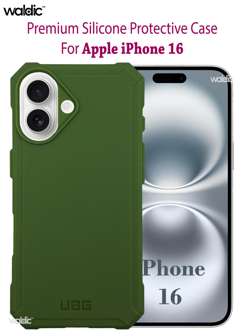 Waldic Apple iPhone 16 Premium UAG Case | Premium Silicone  Case Cover Designed for Apple iPhone 16 | Apple iPhone 16 Case Camera and Drop Protection Thin Protective Back Cover Case for Apple iPhone 16 - Green - Image 1