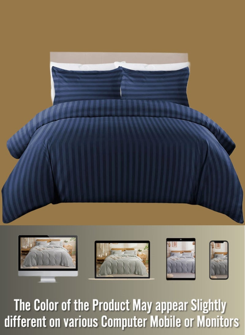 Blueberry 6 Pieces Striped King Duvet Cover Set - Image 3